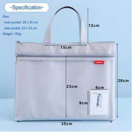 Pendancy Mesh Zipper Pouch 11x13.7 in, 2 pcs Large Double Pocket Waterproof File Bag with Handle, A4 Size Foldable Document Storage for Puzzle Project/Cross Stitch/Travel/Office（Gray Blue）