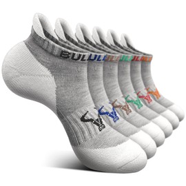 BULLIANT Mens Socks, Athletic Ankle Socks No Show For Men Running with Full Cushioned Sole(6Pairs-Gray 6 Color Mixed3138-Shoe Size:6-8)