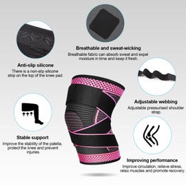 Ruilaibao Plus Size Knee Support for Women Men Extra Large Brace 3xl 4xl 5xl for Obese People Arthritis Meniscus Tear Adjustable Knee Compression Sleeve for Sports Bodybuilding 2 Pack (Rose red, 4XL)