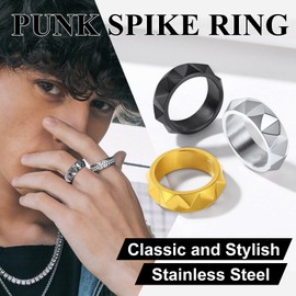 Stainless Steel Spike Ring for Men Women Punk Rock Ring