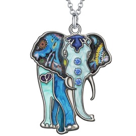DALANE Enamel Alloy Cute African Elephant Necklace Animal Pendant Novelty Jewellery Gifts for Women Girls, enamel, No Gemstone