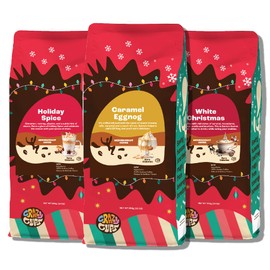 Crazy Cups Decaf Flavored Coffee Variety Pack, Decaffeinated Holiday Flavored Ground Coffee, Single Serve Hot or Iced Medium Roast Ground Coffee, 3 pack