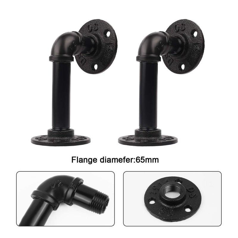 Pipe Shelf Brackets Set of 6 EQUASON Industrial Iron Shelf
