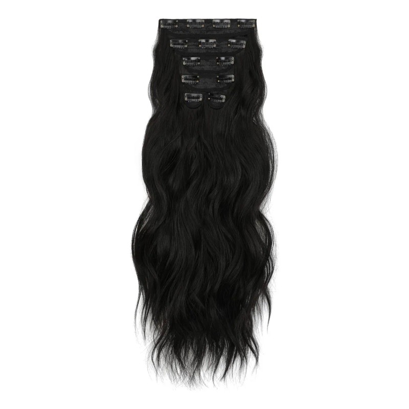 Extensiones De Cabello De Pelo Ondulado Cortinas Clip 6 Pzs