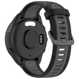 Compatible with Garmin Forerunner 165 Bands, 20mm Silicone Replacement Strap for Garmin Vivoactive 5 / Forerunner 55, 245, 645 Music Smartwatch (Black Grey)