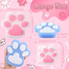 Civaner 2 Pcs Large Taba Squeeze Cat Paw Toys, 5.9 Inch Giant Soft Cat Paw Silicone Squeeze Sensory Toy Funny Claw Fidget Stress Relief Sensory Toys Novelty Gifts for Adults(Blue and White)