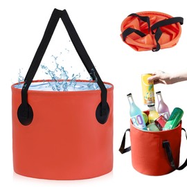Folding Water Bucket, 20L Collapsible Bucket Multifunctional Folding Buckets Foldable Buckets for Camping Hiking Fishing Gardening (Orange)