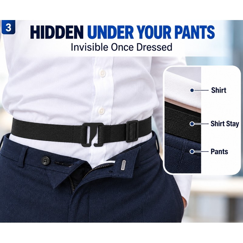 Men'S Nylon Shirt Stays with Anti-Slip Elastic Grip and Adjustable