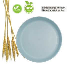 Homestockplus 10 Inch Plastic Dinner Plates Set of 8, Wheat Straw Plates Reusable & Unbreakable, Non-Toxic Microwave Safe Plates for Camping, Daily Use, BPA-Free Dishwasher Safe Plate Set