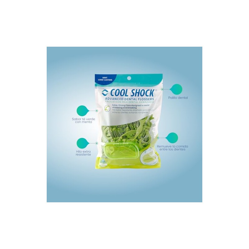 Cool Shock | Flossers de té verde y menta150 piezas,