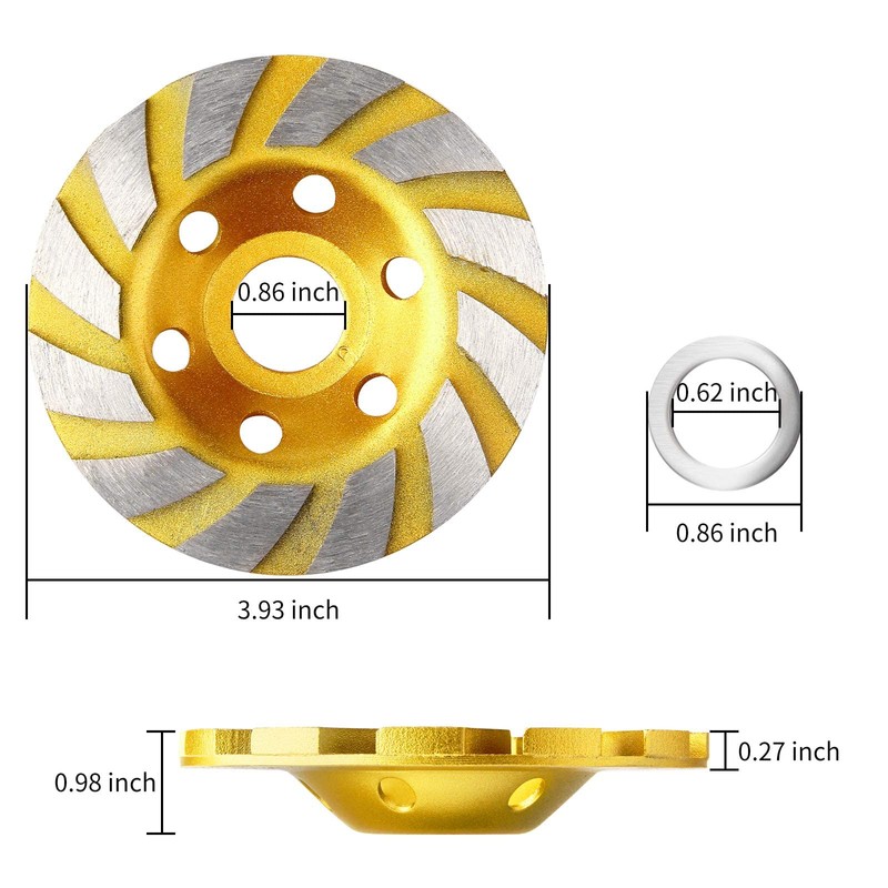 2 Pieces 4 Inch Concrete Stone Ceramic Turbo Diamond Grinding