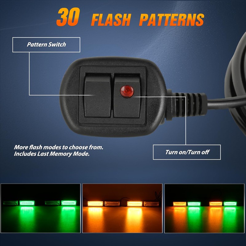 Nilight 40LED Amber Green Emergency Strobe Traffic Advisor Light Bar
