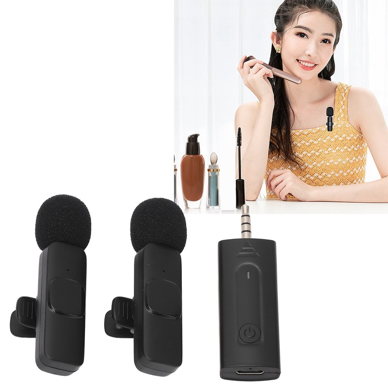 Wireless Lavalier Microphone Portable Noise Cancelling Professional Lapel Mic for