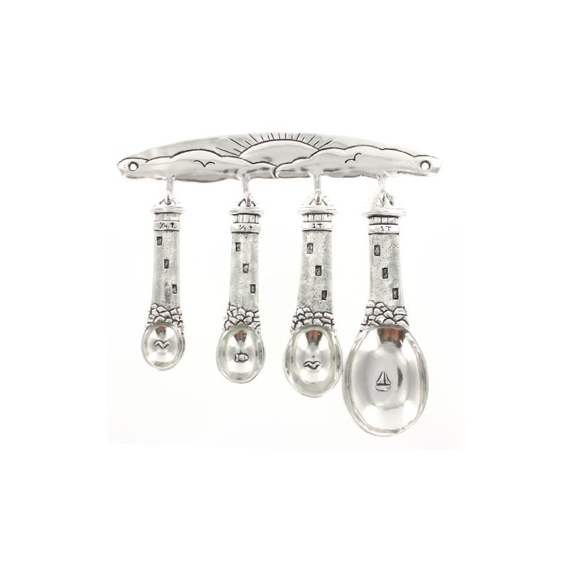 Basic Spirit Pewter Measuring Spoons with Rack, Lighthouse (SP-25)