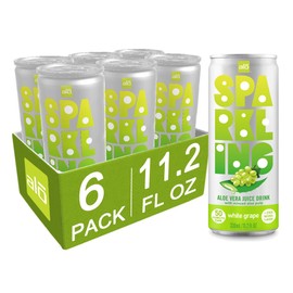 ALO Sparkling White Grape Carbonated Aloe Vera Juice Drink | 11.2 fl oz, Pack of 6 | Plant-Based Beverage, Vegan