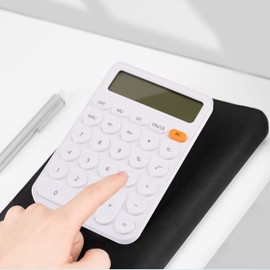 Calculators Desktop, Standard Calculator 12 Digit with Large LCD Display and Round Button, Desktop Calculator with Large Keys and 15° Tilt Screen Suitable for Kids Calculator. (White)