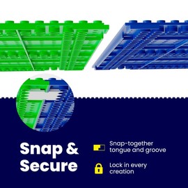 SlabDreamLab 12"X12" Baseplate for All Major Building Bricks and Blocks (Blue, 4-Pack)