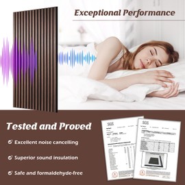 QUEENLINK Wood Slat Wall Panels, 2 Pack Acoustic Panels 46.46" × 23.82", 3D Fluted Sound Absorbing Wall Panel for Home & Office Decor, Noise Reducing Interior Wall Treatment (Ebony)