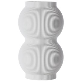 Danna Flower Vase/Decorative Vase M 20 cm for Cut / Dried Flowers Sustainable Decorative Vase Pampas Grass (White)