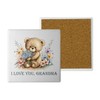 Ceramic Coasters - Handprinted 10x10cm Cute Teddy Bear Design -