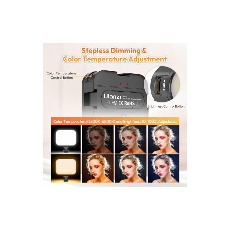 Ulanzi VL100X Luz de Selfie,Panel de Luz LED con Clip