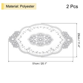 QUARKZMAN Pack of 2 Retro Lace Place Mats 51 x 29 cm Oval Embroidered Placemats French Crochet Doilies Coasters Cup Mat for Home Wedding Grey