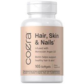 Coera Hair, Skin and Nails Vitamins | 165 Softgels | with Biotin, Collagen & Moroccan Argan Oil | Non-GMO & Gluten Free Supplement for Men and Women