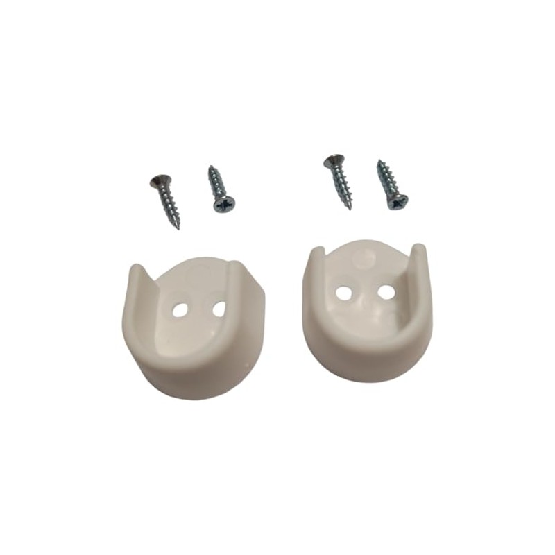 Pack of 2 White Rail End Supports for Oval Wardrobe