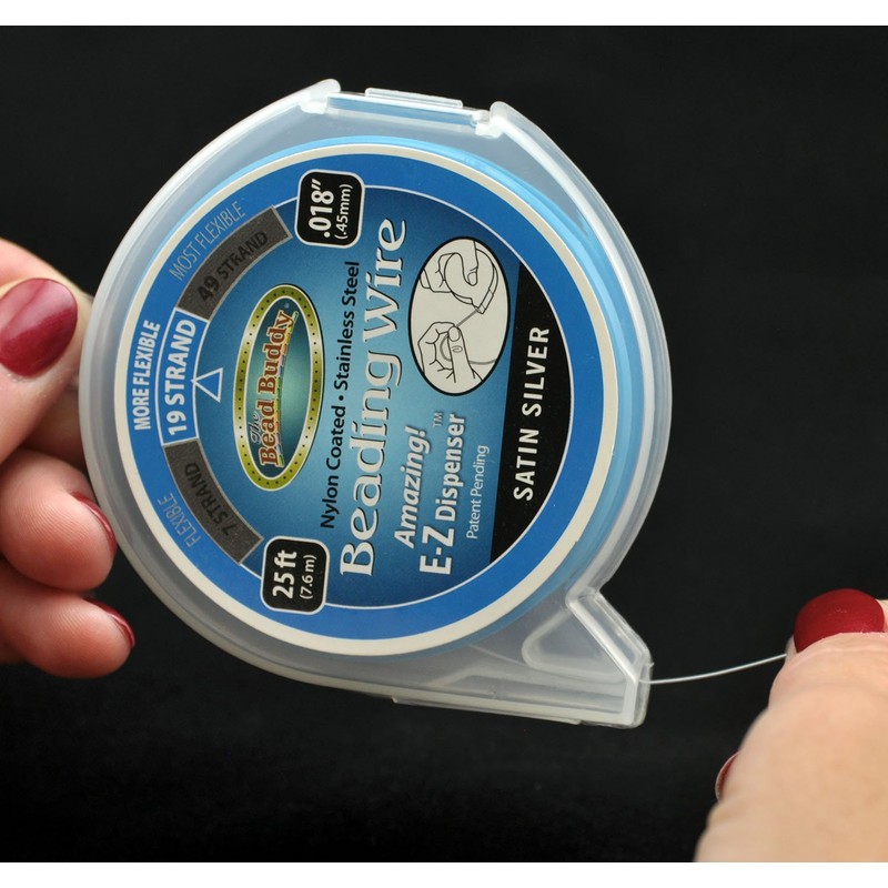 Bead Buddy 19 Strand Beading Wire, Satin Silver 25ft 0.18"