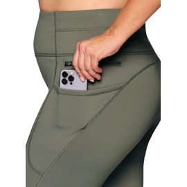RBX Women's Plus Size Fleece Lined Legging Outdoor Running Tights Fleece Legging with Zipper Pockets Mulled Basil 2X