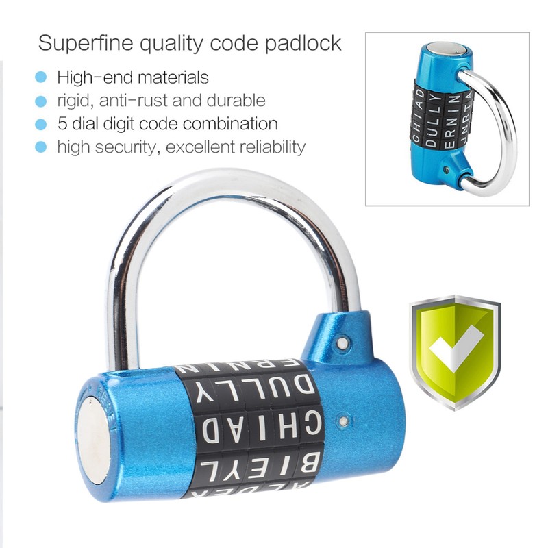 5 Dial Digit Code Combination Padlock Travel Suitcase Gym Locker