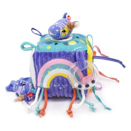 Les Déglingos - Kiprokos the Zebra Fabric Activity Cube - Ref 35234 - Sound and Touch Toy for Babies - Development Toy - Birth Gift - 12 cm
