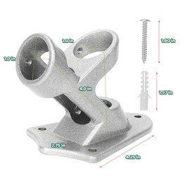 Sunnytech Flag Pole Holder Aluminum Mount Stainless Steel Hardware - Strong and Rust Proof - Heavy Duty for Flag Pole Mount - 2 Positions, 1inch Flag Pole Brackets for House, Silver