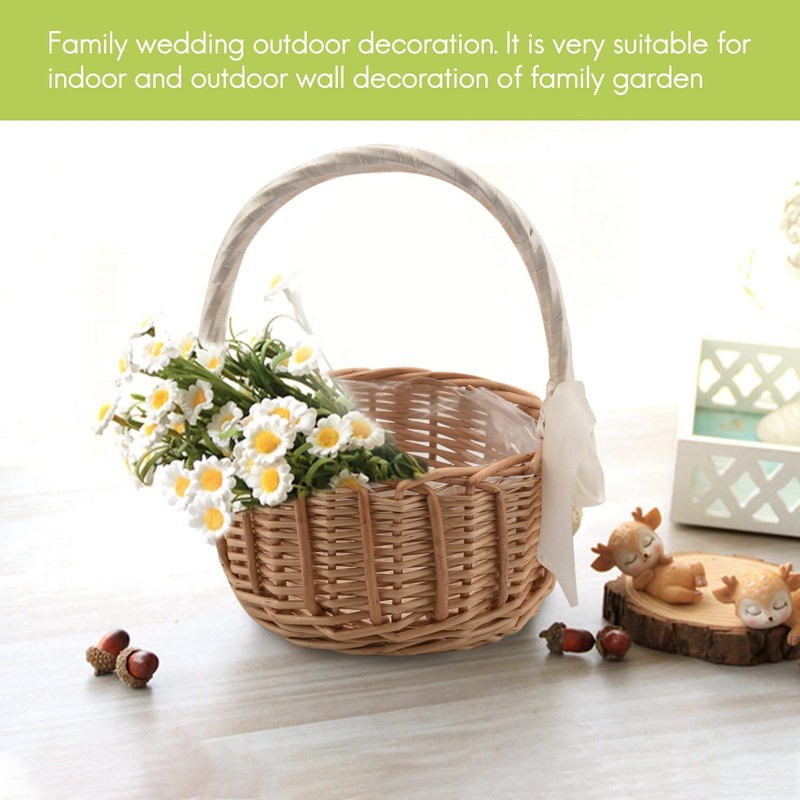 Hacbop Woven Flower Basket Rattan Storage Basket Flower Girl Hand