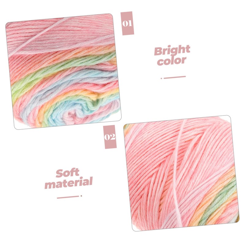 Gadpiparty 1 Roll Rainbow Gradient Crochet Yarn Soft Cotton Knitting