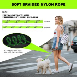 lynxking Slip Lead Dog Leash, 2 Pack 6 FT x 1/2" Heavy Duty Comfortable Strong Rope Leashes with Reflective for Large, Medium Dogs, No Pull Pet Training