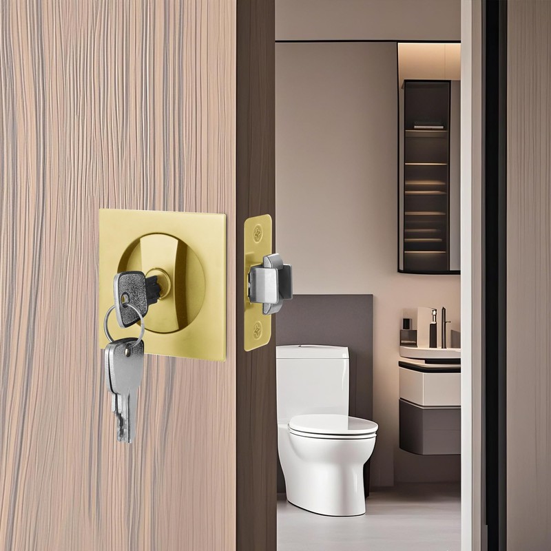 Cozy Tower Pocket Door Lock with Key, Pocket Door Hardware