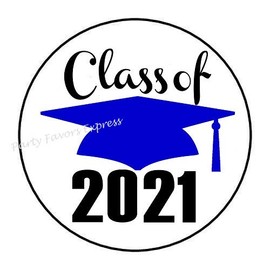 48 Class of 2022 Blue Graduation Envelope Seals Labels Stickers 1.2" Round