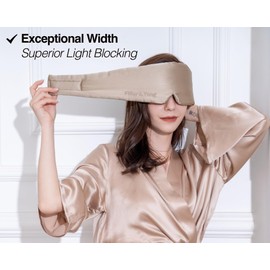 Fleur&Yang Silk Sleep Mask, Adjustable Blackout Sleeping Mask for Men Women, Soft Breathable 100% Mulberry Silk Fabric, Cooling Eye Cover Blindfold for DeepSleep or Meditation (Flax Gold)