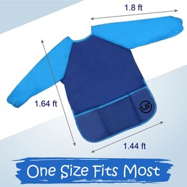 Ultimate Stationery Smocks para niños, bata de arte, impermeable para niños, bata de arte para niños, bata de arte para niños y niños, Azul 1, Talla única