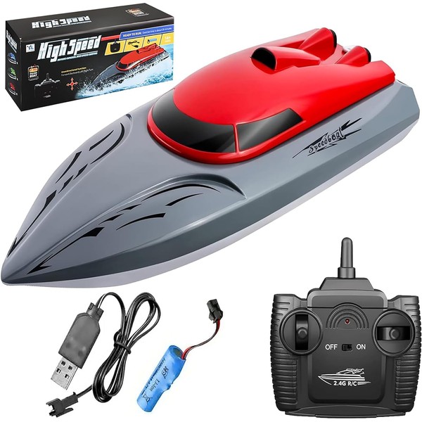 Goolsky Remote Controlled Boat 806 2.4G RC Boat Remote Control Boat 20 km/h Waterproof Toy High Speed RC Boat Racing Boat Caprice-Proof with Stable Hull Gift Children Adults