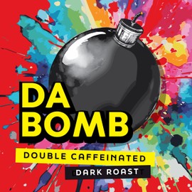 Java Factory High Caffeine Ground Coffee, Da Bomb Dark Roast, Double Caffeinated for a Bold, Strong Brew, 12 Ounce Bag, Perfect for French Press and Drip Coffee Makers