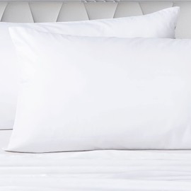 Set of 2 Luxton 100% 1000TC Cotton Pillowcases Standard Size White Color Sateen Cotton Solid Plain White Hotel Level Pillowcase 2pcs Pair (Standard Size 48x73cm, White)