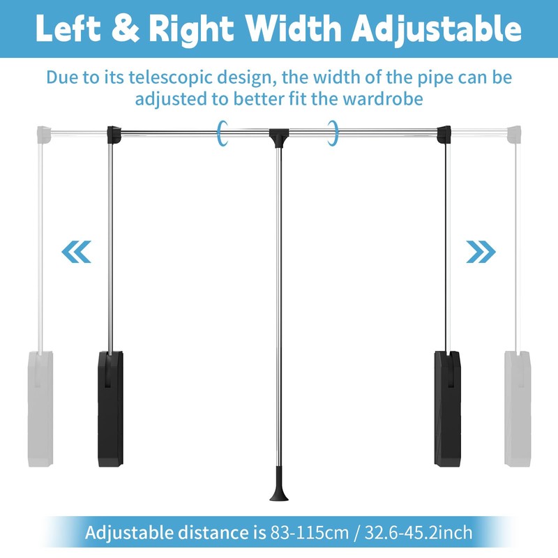 WYJREES Pull Down Closet Rod, Pull Down Clothing Rod for
