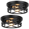 2-Light Flush Mount Ceiling Light Fixtures, 2-Pack Farmhouse Black Ceiling