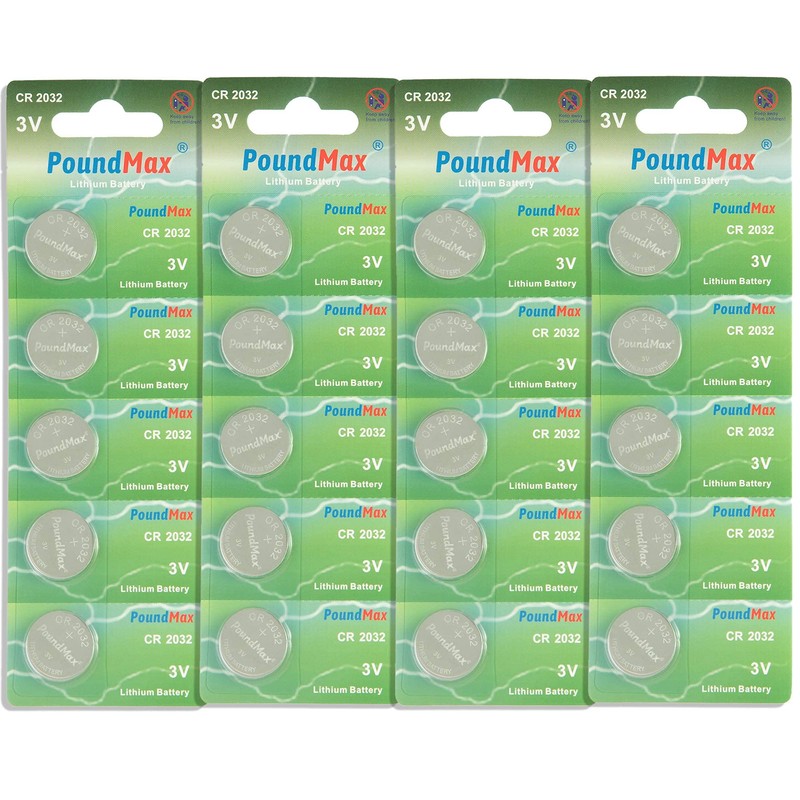 PoundMax CR 2032 Batteries 3v Lithium Coin Cell Battery Combo