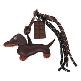 Leather Dachshund Keyring Dachshund Pendant Leather Lucky Charm Dachshund Gifts Cute Puppy Dogs Bag Pendant Dachshund Keychain Aesthetic Accessory for Backpack and Car for Women, Men, Children, brown