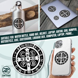 (3Pcs) St Benedict Medal Catholic Sticker Saint Benedict Stickers Christian Religious God Bible Faith Waterproof Vinyl Decal Sticker for Laptop Water Bottle Hardhat Gifts for Her Him Adults 3 Inches