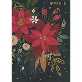 Sellers Publishing RSVP Poinsettias on Dark Background Christmas Card for Wife