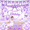 Purple Bow Birthday Party Decorations Purple Bow Happy Birthday Banner